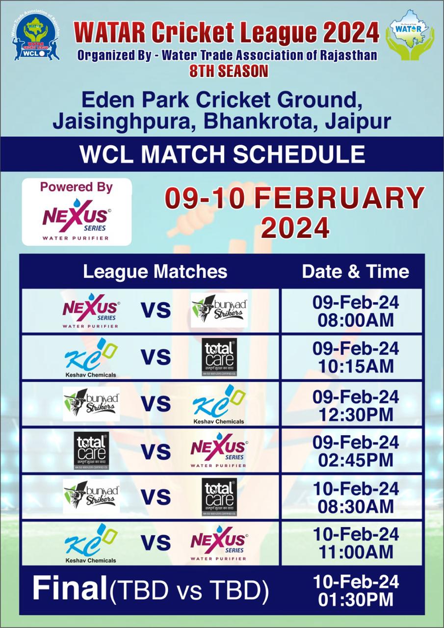 WCL 2024 Match Schedule WATAR